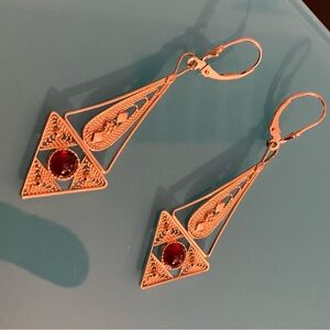 14k Yellow Gold and Garnet Earrings